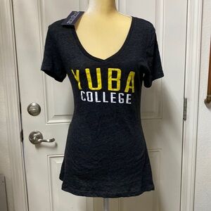 Women’s Dark Grey V-neck Yuba College T-shirt size M​